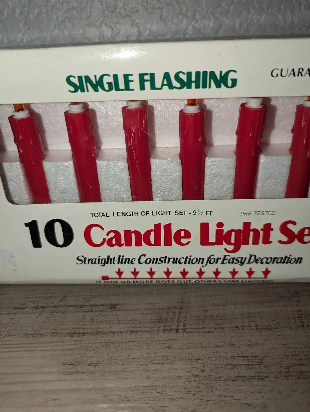 Vintage Christmas Candle Light Set 10 Single Flashing Red NIB Willis Electric